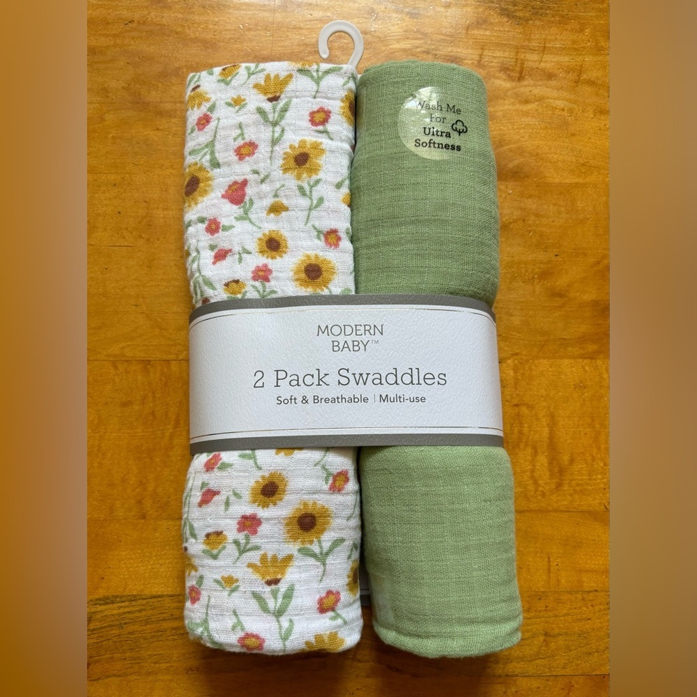 Modern Baby Soft & Breathable 2 Pack Swaddles Multi Use NEW Showerโ Gift Infant